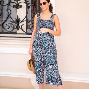 Seraphine Wide Leg Cropped Maternity & Nursing Jumpsuit